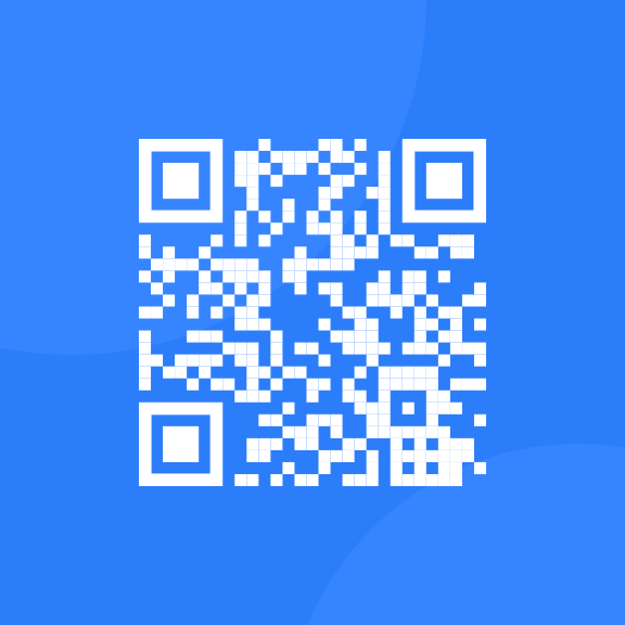 QR code in blue background